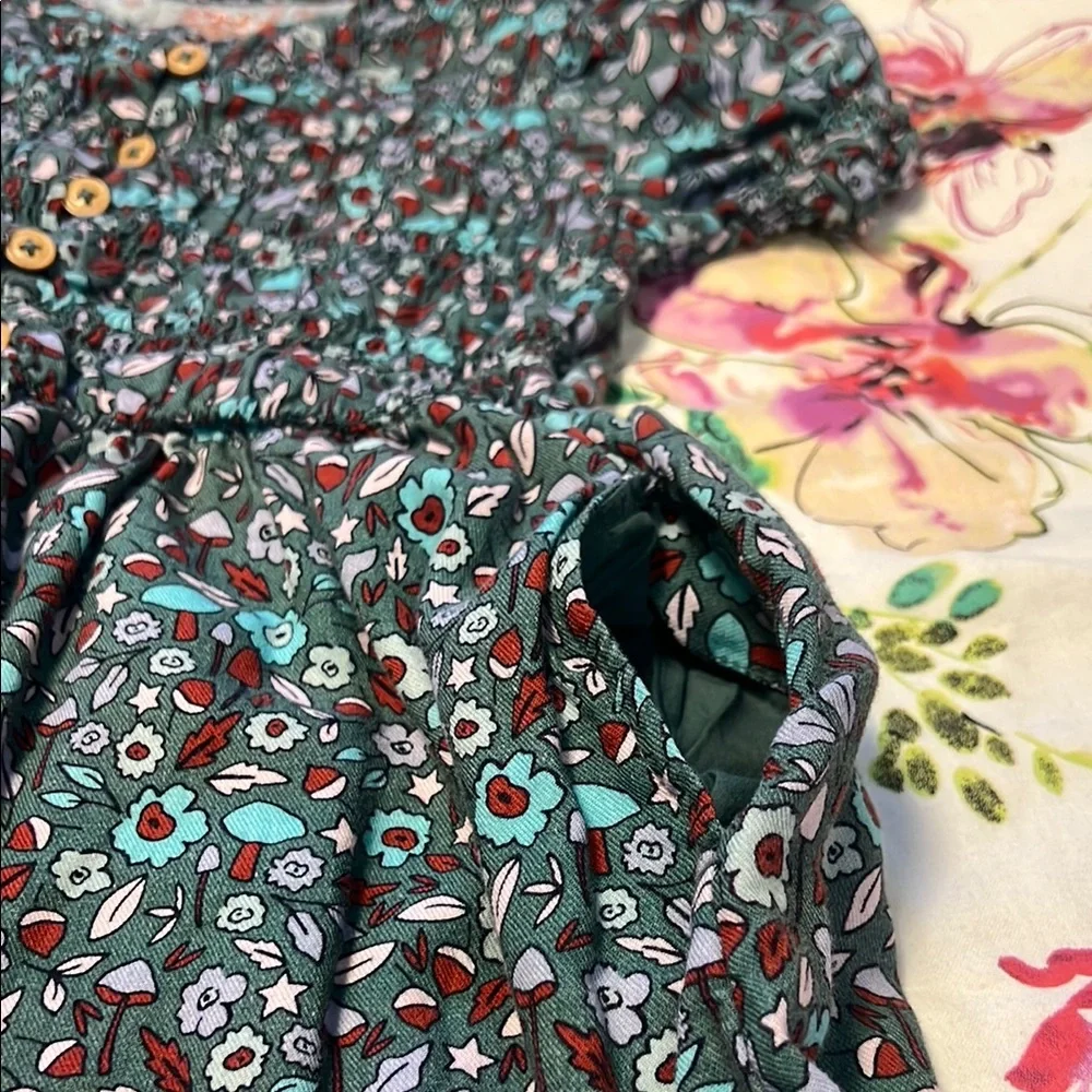 Blue Puff Sleeve Sundress with Peter Pan Collar